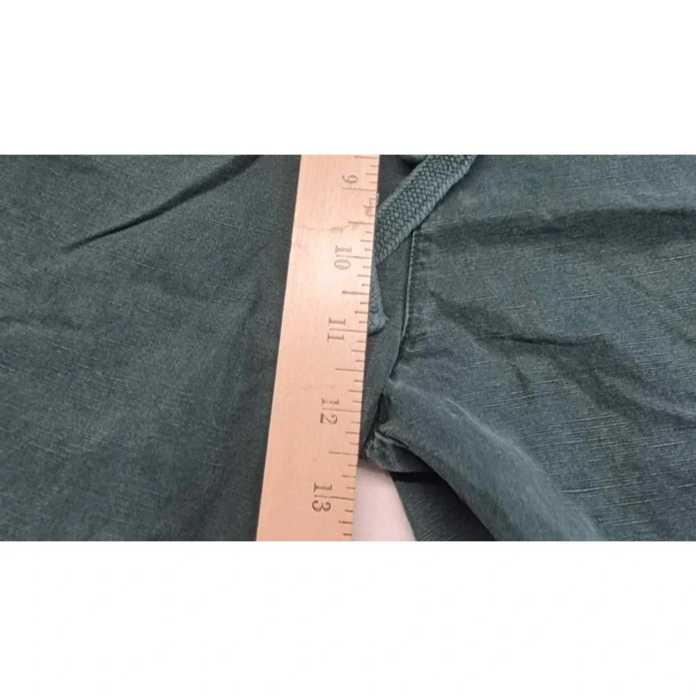 Zara women's green linen blend crop tapered drawstring casual pant sz. S pockets